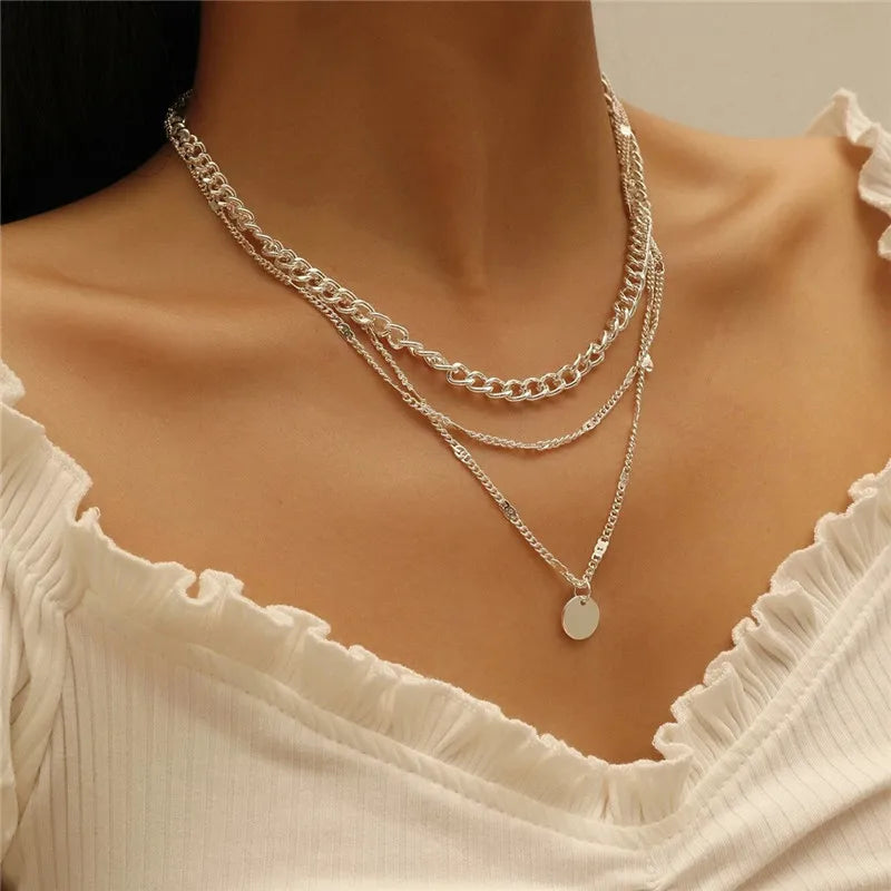 Vintage Necklace on Neck Gold Color Chain Women's Jewelry Layered Accessories Girls Clothing Aesthetic Gift Fashion Pendant 2024