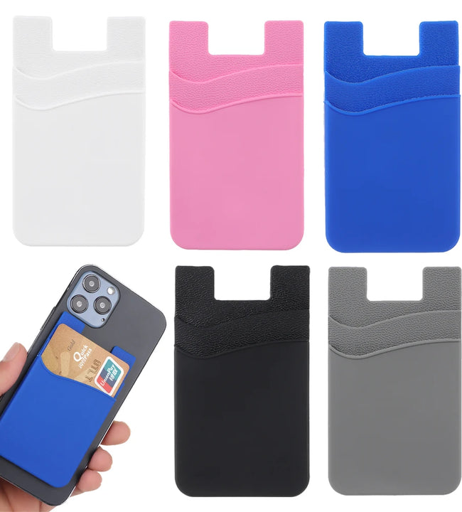 Silicone Phone Card Holder Wallet Case Phone Wallet Stick On Credit Card Holder Phone Pocket for Almost All Cell Phone