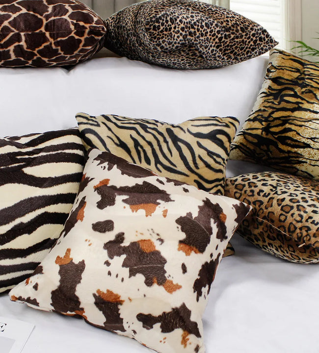 Faux Fur Leopard Print Pillow Case Soft Plush Throw Pillow Covers Decorative Luxury Cushion Cover for Sofa Bed Couch Home Decor