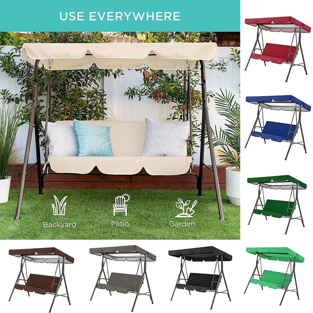 2pcs/set Garden Chairs Patio Swing Cover Set Waterproof UV-resistant Swing Canopy Seat Top Cover +Seat Cover (No Swing Chair)