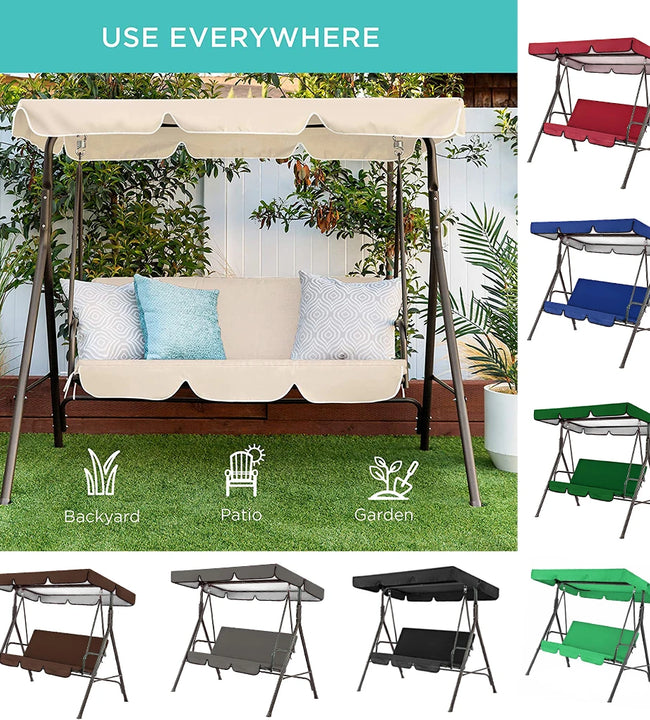 2pcs/set Garden Chairs Patio Swing Cover Set Waterproof UV-resistant Swing Canopy Seat Top Cover +Seat Cover (No Swing Chair)