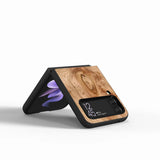 Texture Wood Case for Samsung Galaxy Z Flip3 Flip4 5G Black Hard Cell Phone Cover Z Flip 3 4 Luxury PC Shell Zflip3 Coque