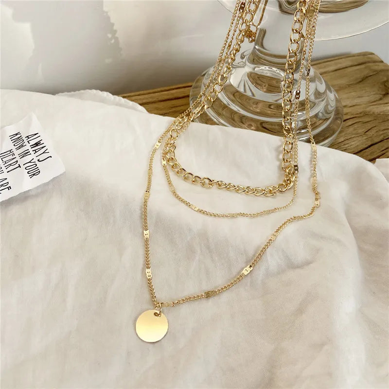 Vintage Necklace on Neck Gold Color Chain Women's Jewelry Layered Accessories Girls Clothing Aesthetic Gift Fashion Pendant 2024