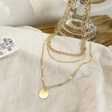 Vintage Necklace on Neck Gold Color Chain Women's Jewelry Layered Accessories Girls Clothing Aesthetic Gift Fashion Pendant 2024