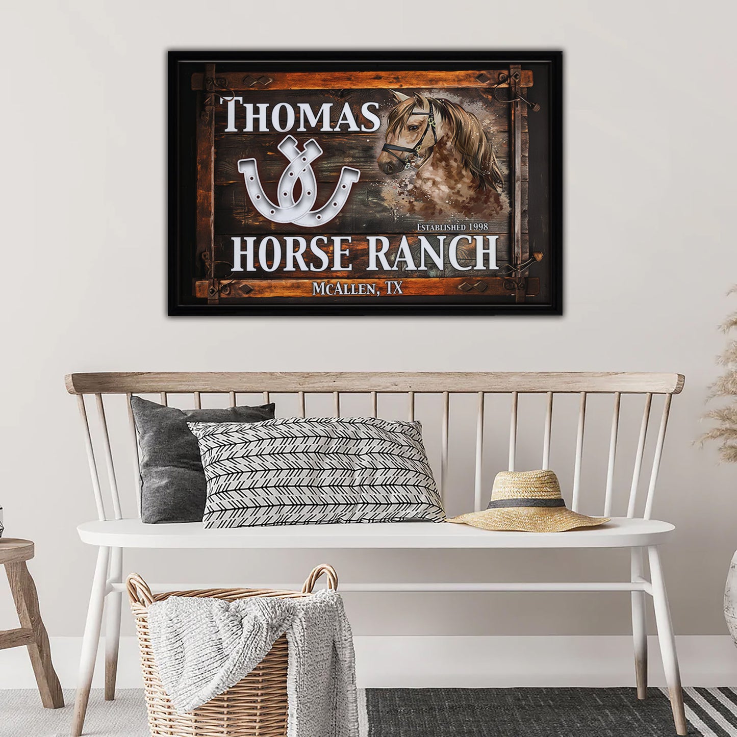 Horse Ranch 1998 Framed Canvas