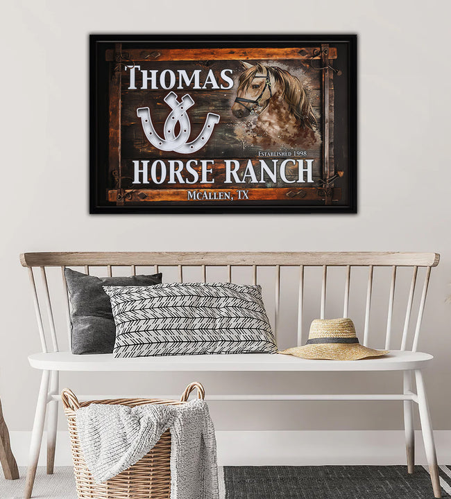 Horse Ranch 1998 Framed Canvas