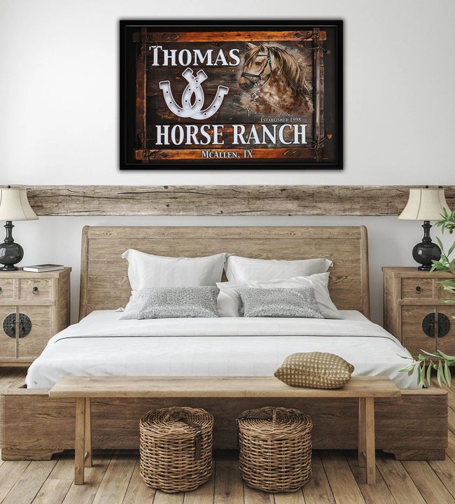 Horse Ranch 1998 Framed Canvas