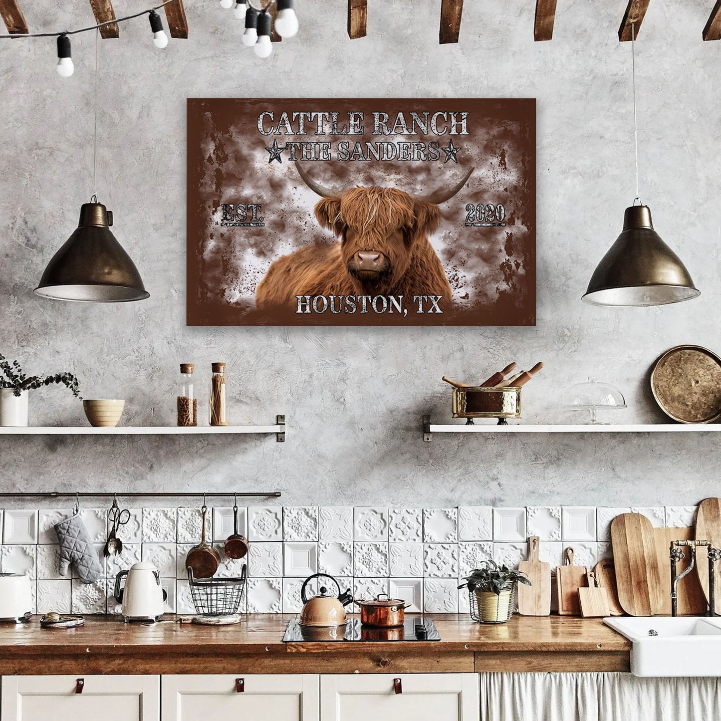 Longhorn Brown Canvas Art