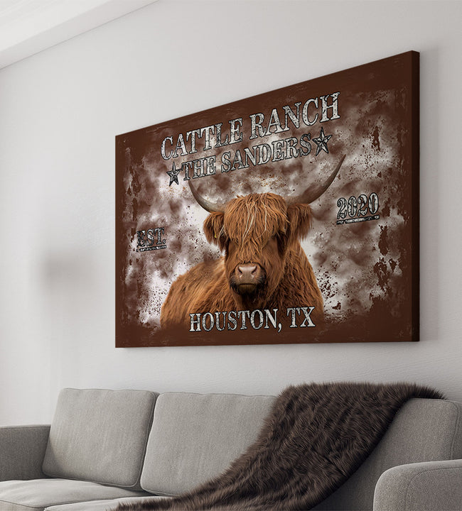 Longhorn Brown Canvas Art