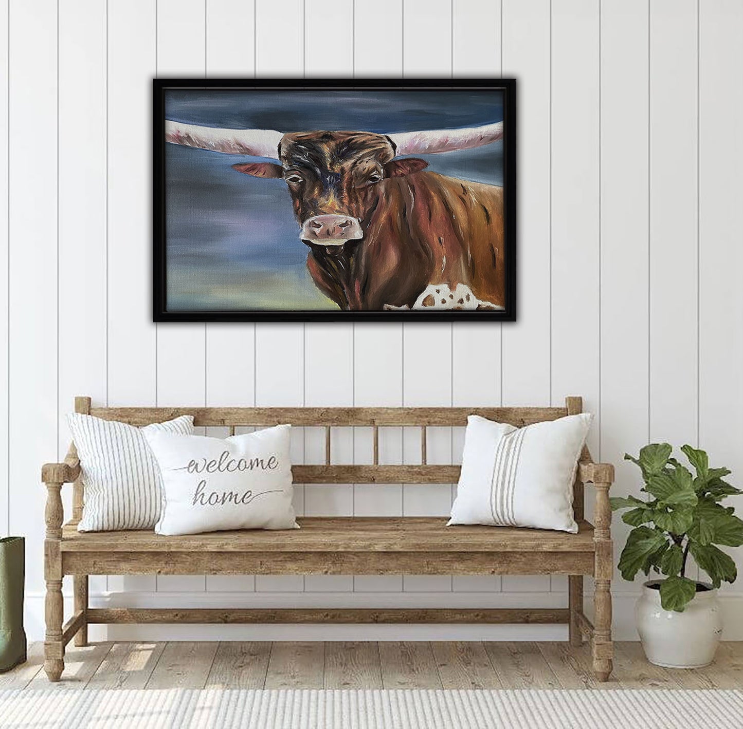 Longhorn Painting Framed Canvas