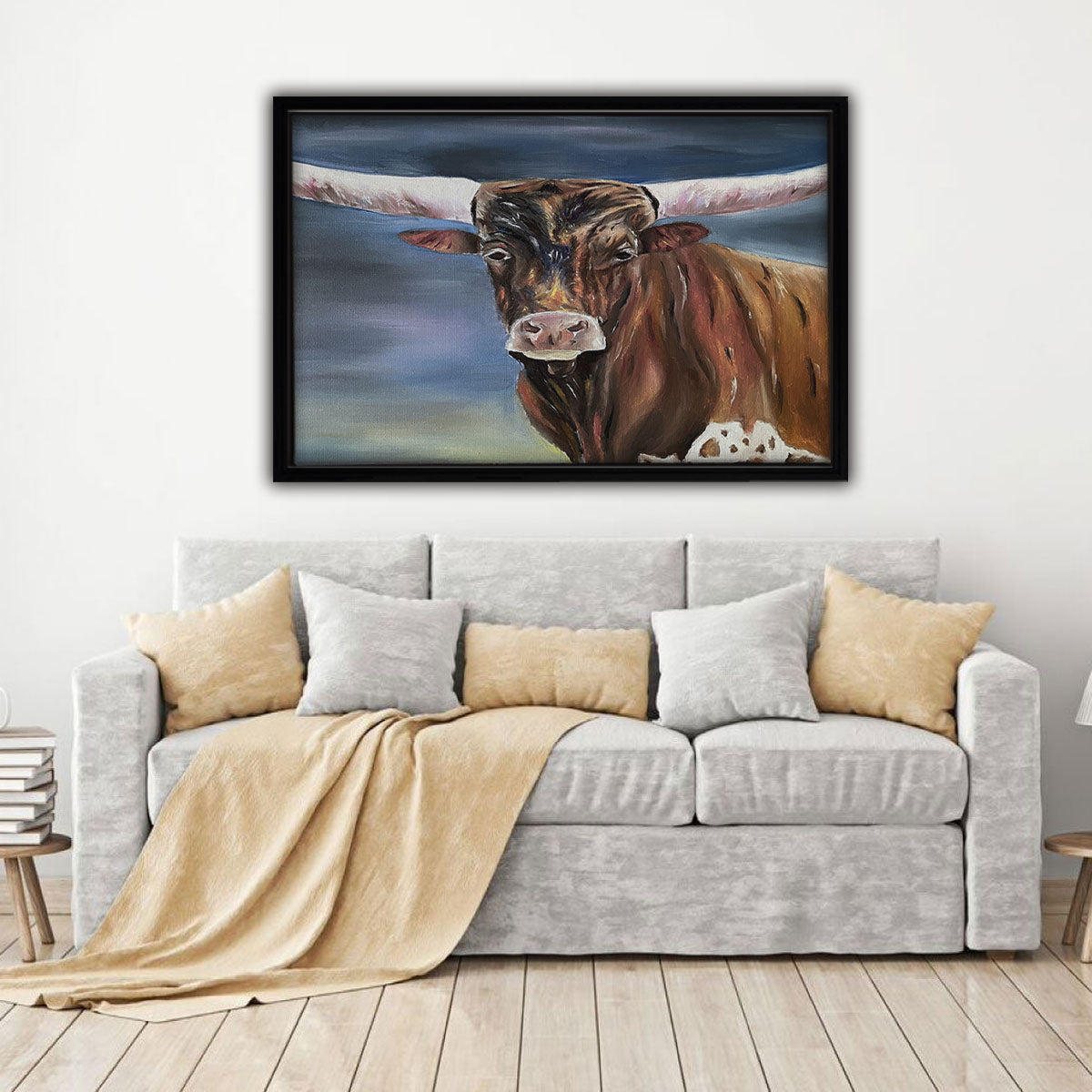 Longhorn Painting Framed Canvas