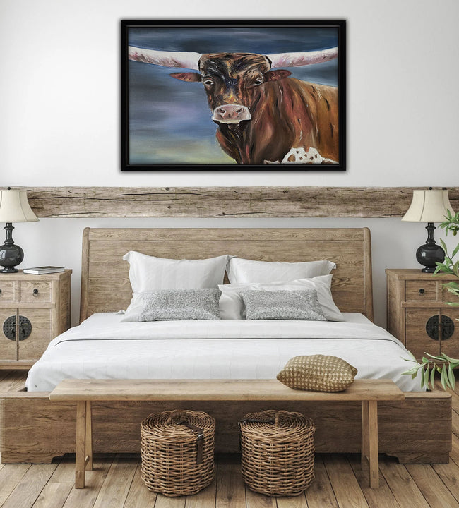 Longhorn Painting Framed Canvas