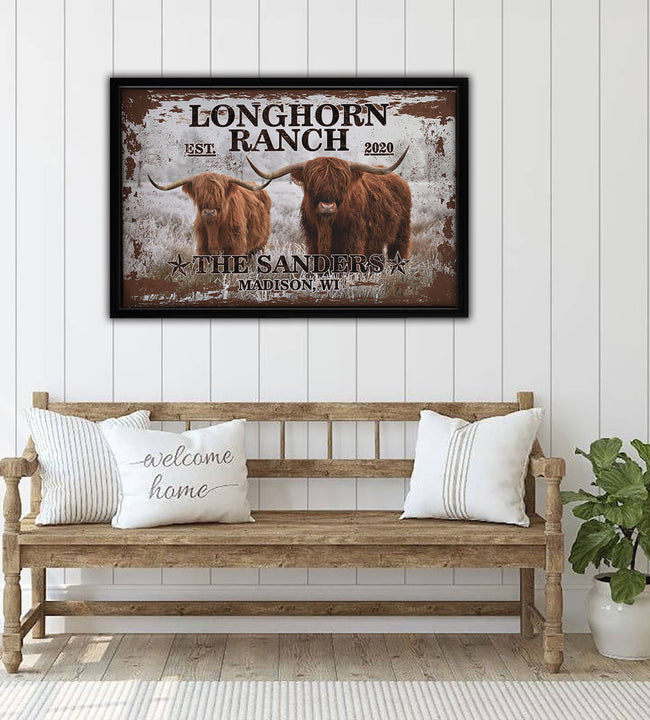 Longhorn Ranch Framed Canvas