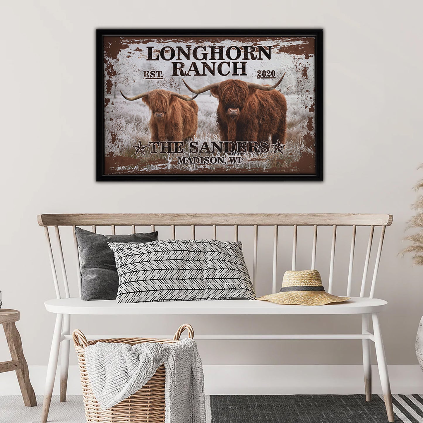 Longhorn Ranch Framed Canvas