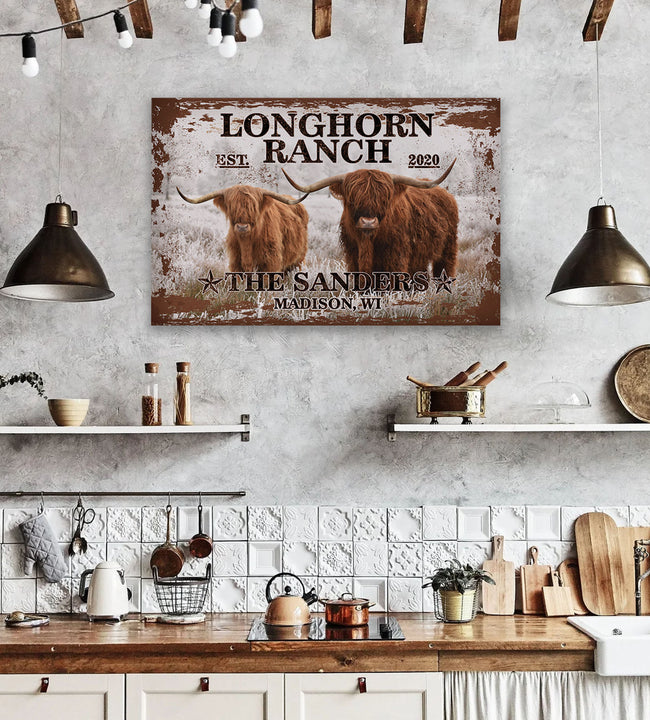 Longhorn Ranch Canvas Art