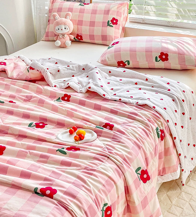 Fresh Cotton Summer Quilt Airable Cover Summer Pure Cotton Summer Blanket Summer Thin Quilt Duvet Insert Quilt for Spring and Autumn Machine Washable