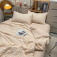 Washed Cotton Airable Cover Seersucker Summer Blanket Four-Piece Set Thin Duvet Single Summer Machinable Soybean Fiber Duvet Insert