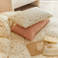 Cream Color Small Floral Double Fitted Sheet Pure Cotton Quilt Cover