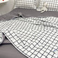 Korean style Simple Black and White Plaid Thin Summer Blanket Four-Piece Set Airable Cover Thin Summer Machine Washable Thin Duvet Insert 4