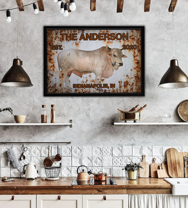 Rusted Cattle Framed Canvas