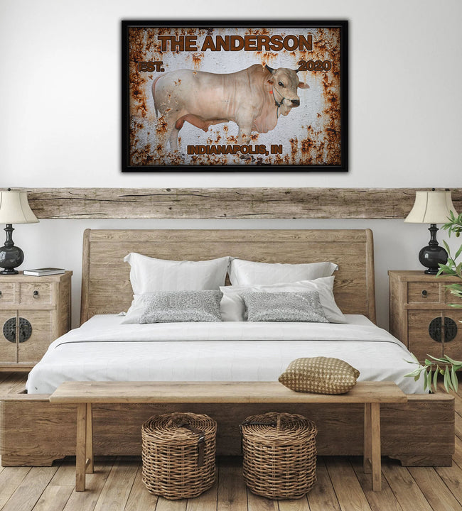 Rusted Cattle Framed Canvas