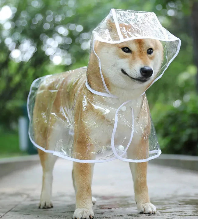 Pet Dog Puppy Transparent Rainwear Raincoat Pet Hooded Waterproof Jacket Clothes Soft PVC Small Dogs Raincoat Puppy Rain Poncho