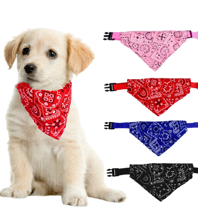 Pet Dog Neck Scarf Puppy Cat Dog Collar Bandana Collar Scarf with Leather Collar Accessories Adjustable Pet Puppy Cat Scarf