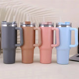 40oz Stainless Steel Insulated Water Bottle Thermal Coffee Car Cup Cold Hot Travel BPA Free Mugs Vacuum Flask with Handle Straw