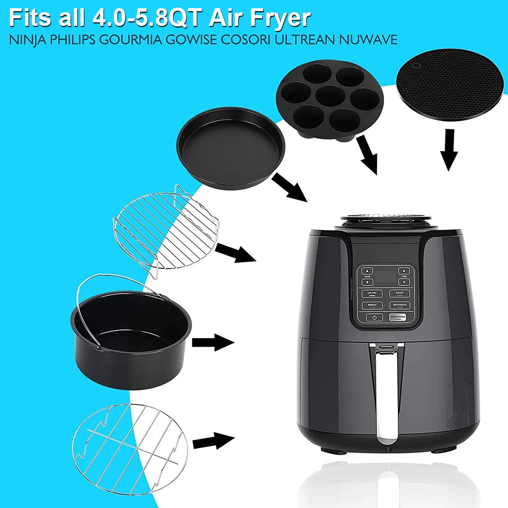 DIY Muffin Bakeware for all Air Fryer Machine  4.0- 5.8QT 7 Inch / 8 Inch Air Fryer Accessories Baking Cake Mould Set 12pcs/set