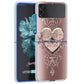 Fundas Case For Samsung Galaxy Z Flip 3 4 5G Transparent Hard Cell Phone Cover ZFlip3 Clear PC Luxury Love Bow