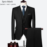 Luxury 3 piece men's wedding suit fashion men's slim solid color business office suit sets large size men Blazer+ pants + vest