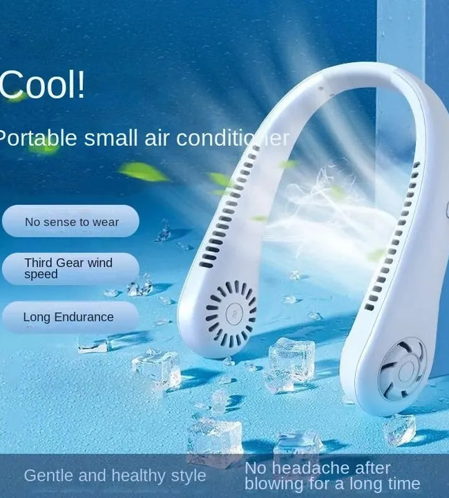 Original Hanging Neck Fan No Page Bib USB Charging Long Life Large Capacity Portable Quiet Cool Air Mini Small Fan Outdoor Sport