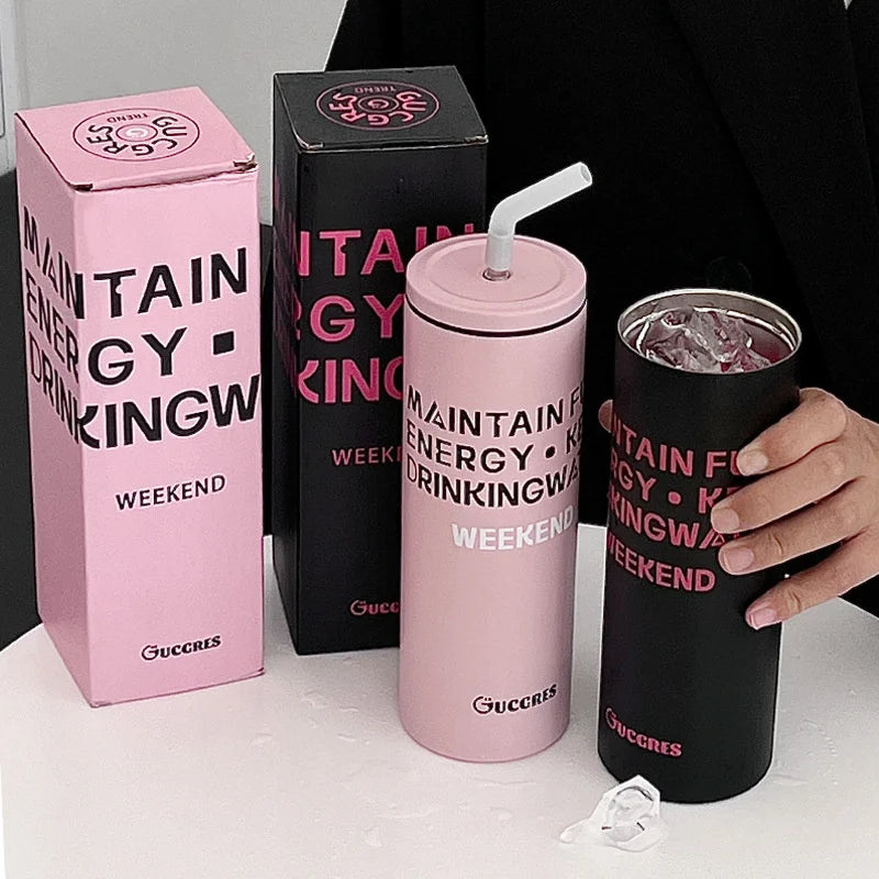 Stainless Steel Insulated Tumbler With Straw & Lid Large Capacity Straw Mug Home Car Outdoor Insulated Water Bottle