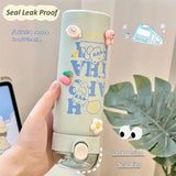 Cute Cartoon Stainless Steel Straw Insulated Cup Thermal Water Bottles For Girls Portable School Kids Milk Coffee Sippy Cups