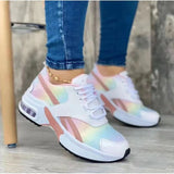 Sneakers 2024 New Fashion Wedge Platform Plus Size Casual Sports Shoes Women Lace-up Mesh Breathable Women's Vulcanized Shoes