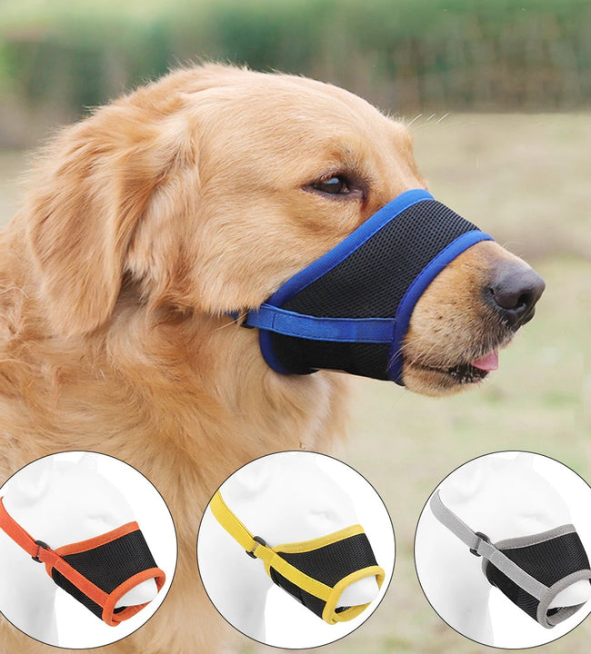 Dog Muzzle Puppy and Large Dog Anti Barking Adjustable Anti-biting Mesh Breathable Soft Pet Mouth Muzzles Straps Doggie Supplies