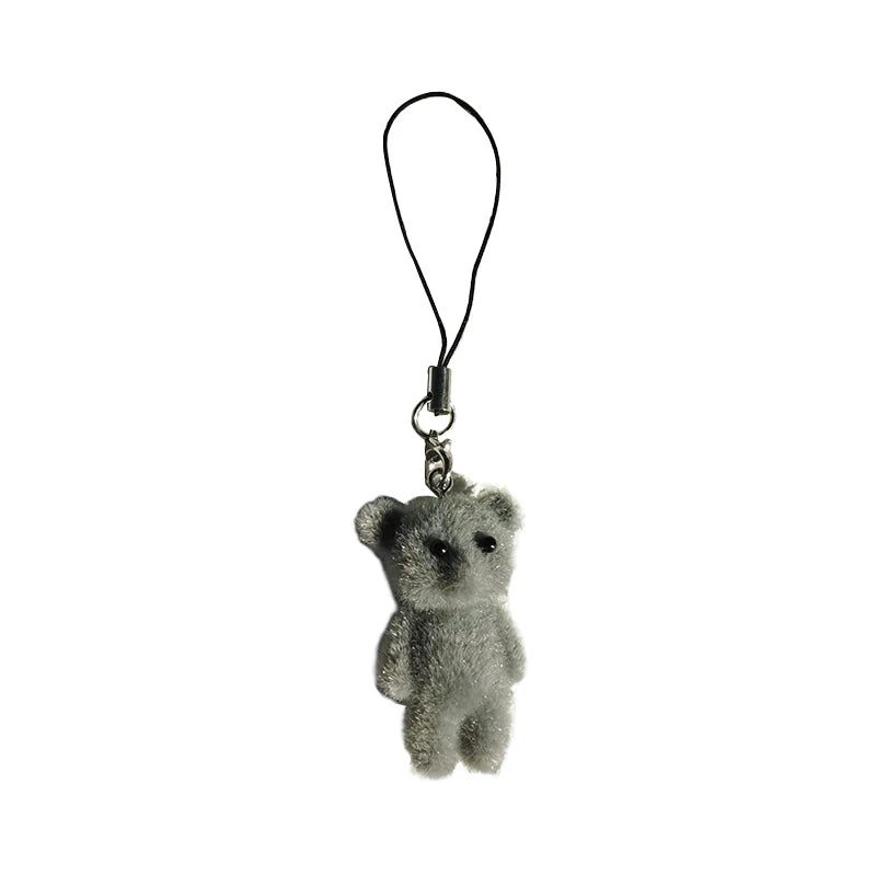 Cartoon Flocking Cat Pendant Phone Lanyard Cute Bear Doll Mobile Phone Strap Keychain For Girls Cell Phone Chain Accessories