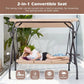 3-Seat Outdoor Porch Swing with Stand, Patio Swings with Canopy, 2 in 1 Porch Swings Bed & Patio Swing Chair for Adult