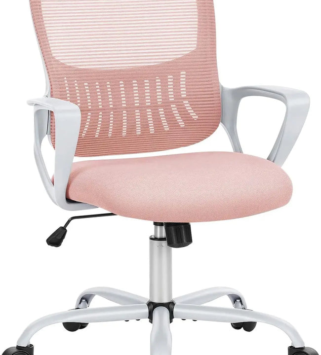 Office Computer Desk Chair, Ergonomic Mid-Back Mesh Rolling Work Swivel Task Chairs with Wheels, Comfortable Lumbar Support, Com