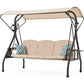 3-Seat Outdoor Porch Swing with Stand, Patio Swings with Canopy, 2 in 1 Porch Swings Bed & Patio Swing Chair for Adult