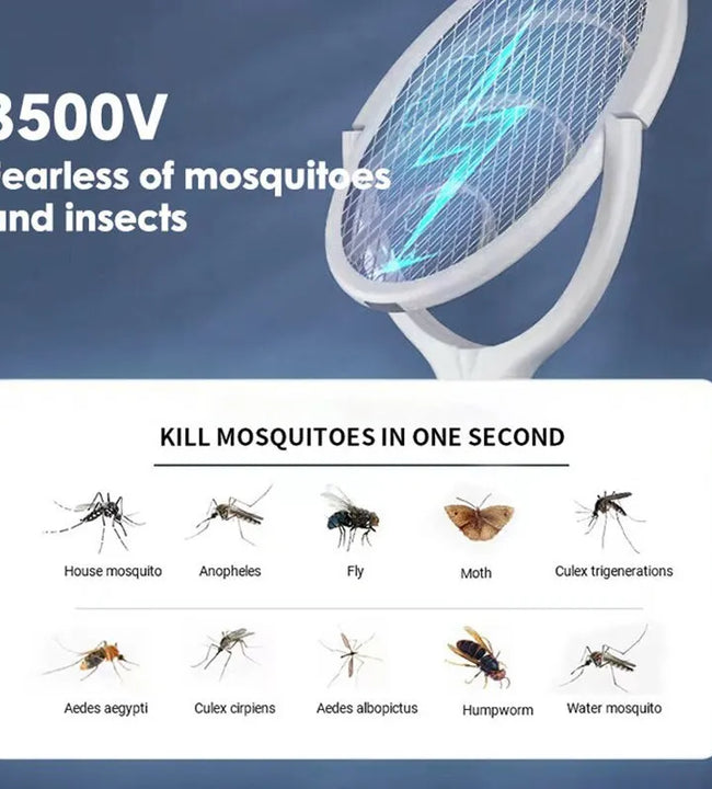 5 In 1 Fast Charging Racket Kill Fly Bug Safety Insulated Battery Powered Lamp ABS Adjustable Electric Mosquito Swatter