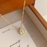 2023 New Irregular Round Shell Metal Rose Pendant Stainless Steel Necklace For Women's Sexy Neck Chain Party Luxury Jewelry