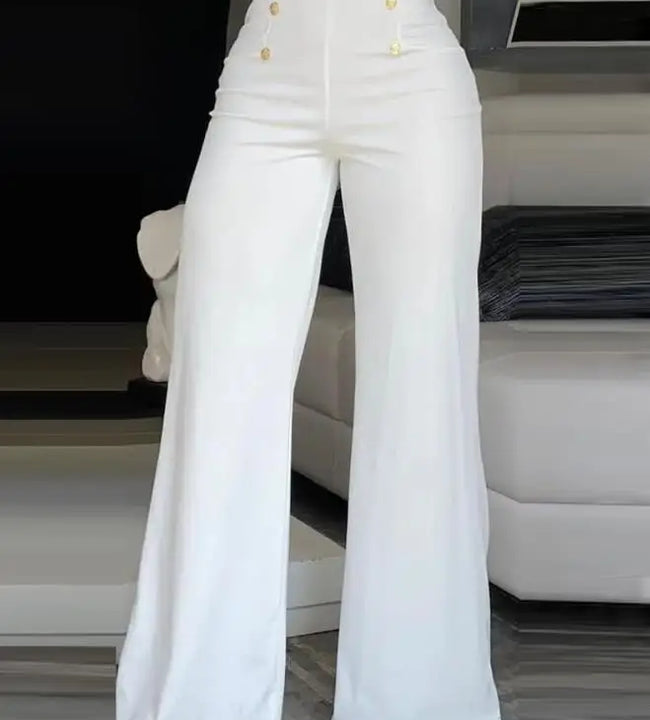 Elegant High Waist Wide Leg Bootcut Pants 2023 Summer European & American Fashion Simple Women's Flared Trousers