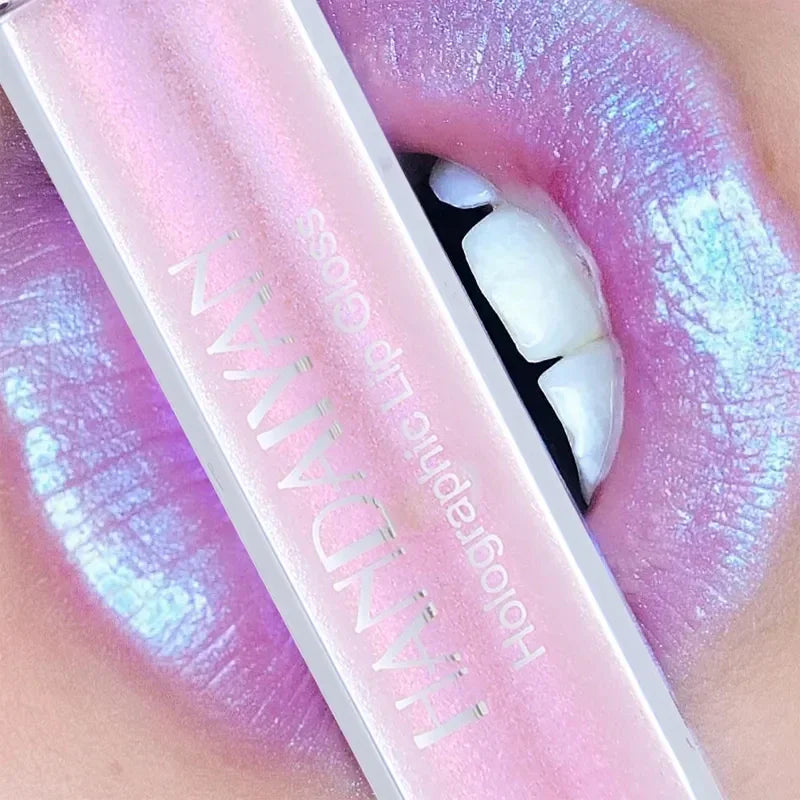 Diamond Shimmer Lip Gloss Laser Holographic Lip Gloss Liquid Lipstick Mermaid Pigment Longlasting Glitter Lip Gloss Lip Makeup