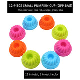 12Pcs/Set Silicone Cake Cup Mold 3D Halloween Pumpkin Shape Cake Cup Muffin Cupcake Kitchen Bakeware Maker DIY Cake Decor Tools