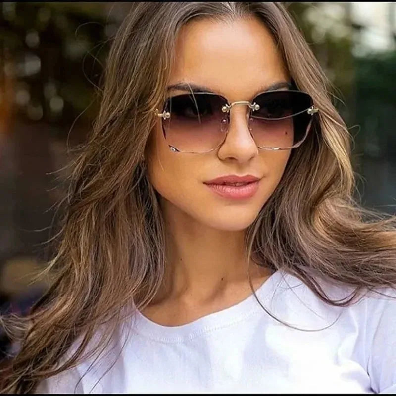 2024 New Frameless Cut Edge Sunglasses Fashion Summer Sun Visors Women's Transparent Multi-color Lenses UV400 Women Sunglasses