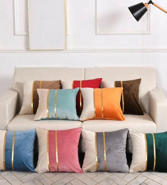 Pillow Case Plush Two-color Splicing Throw Pillow Cover Soft Stylish Decorative Cover With Hidden Zipper Home Jade Color Brief