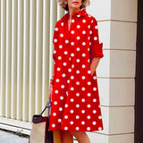 2024 Summer Popular Women's Blouse Loose Fashion Casual Lapel Pocket Solid Color Polka Dot Print Sexy Blouse Summer Dress