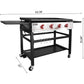 36" 4-Burner Flat Top Propane Grill/Griddle - Ideal for BBQ, Camping & Outdoor Cooking - Red