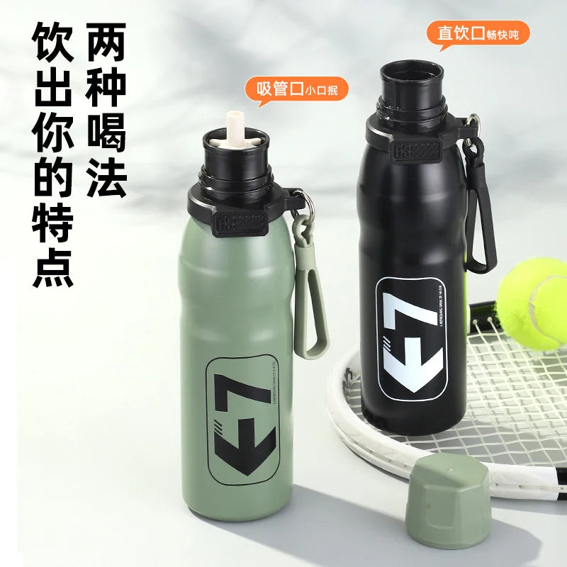 650ml 316 Stainless Steel Insulated Cup Travel Thermos Bottle With Straw Sports Kettle Outdoor Hiking Cycling Water Bottle